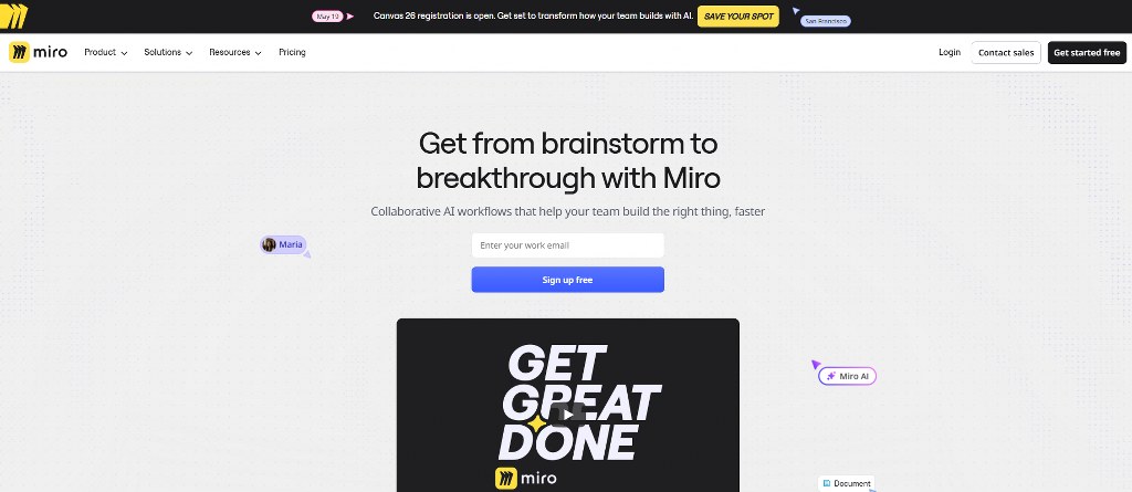 Miro's website.