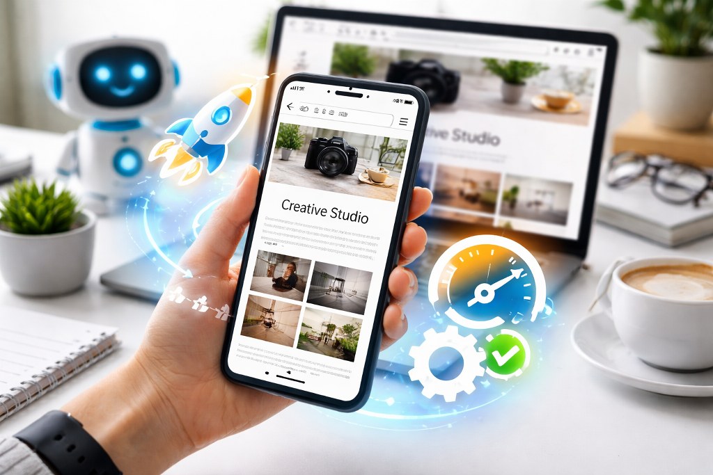 Mobile optimized creative studio showcase