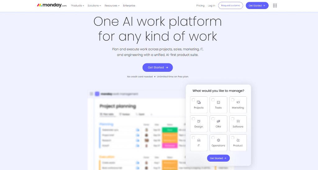 Monday.com website homepage.