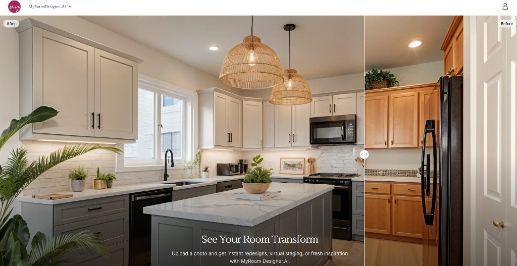 MyRoomDesigner AI homepage.