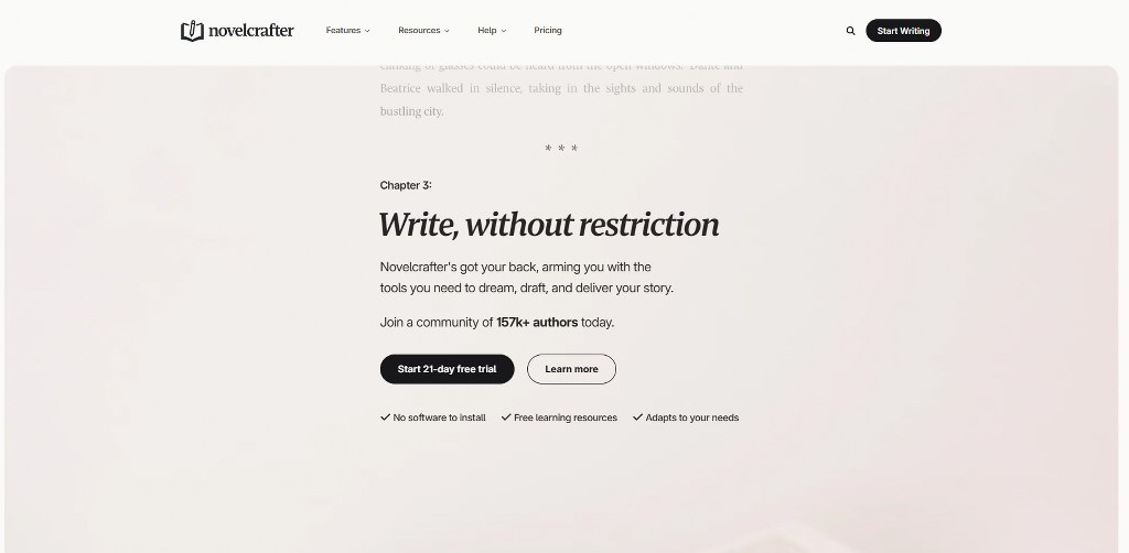NovelCrafter's website.