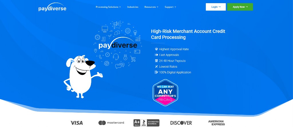PayDiverses homepage.