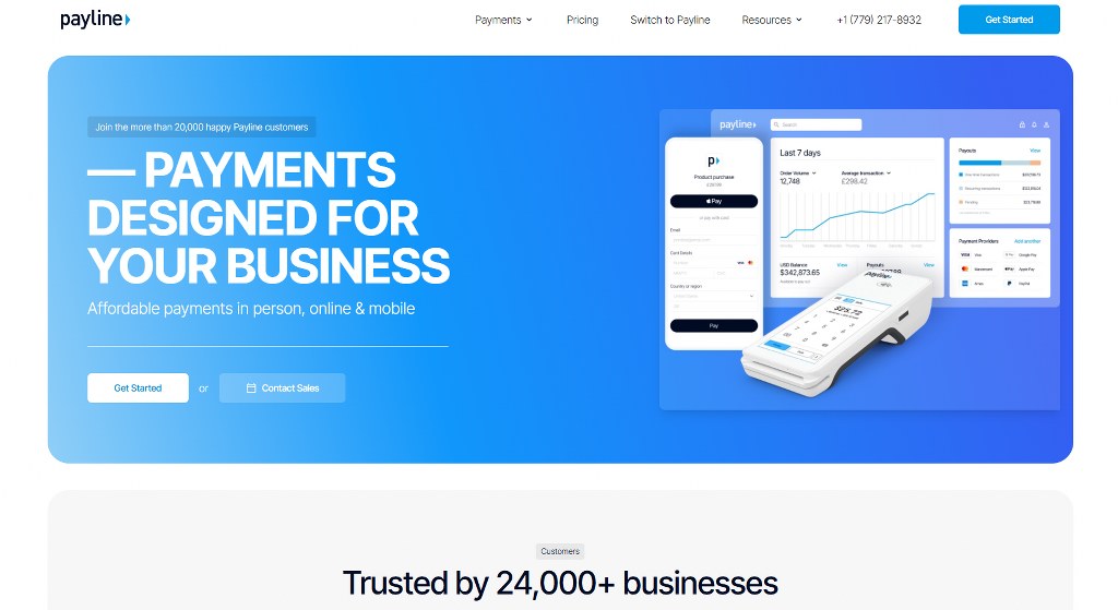 Payline's website homepage.