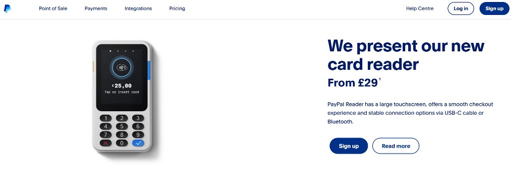 Paypal's payment processing hardware website.