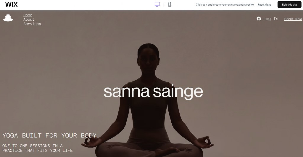 Personal Yoga Trainer (Dynamic) template on Wix.