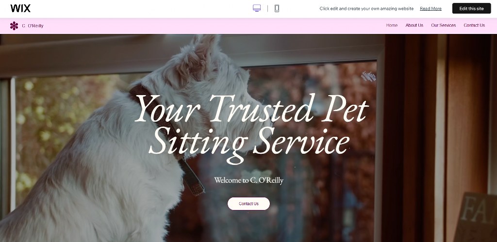 Pet Services template.