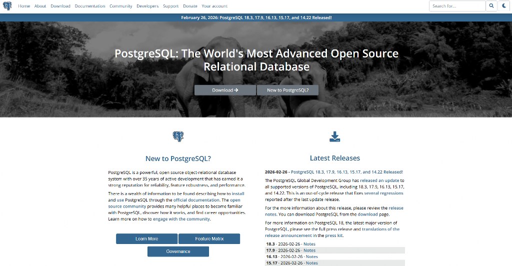PostgreSQL website.