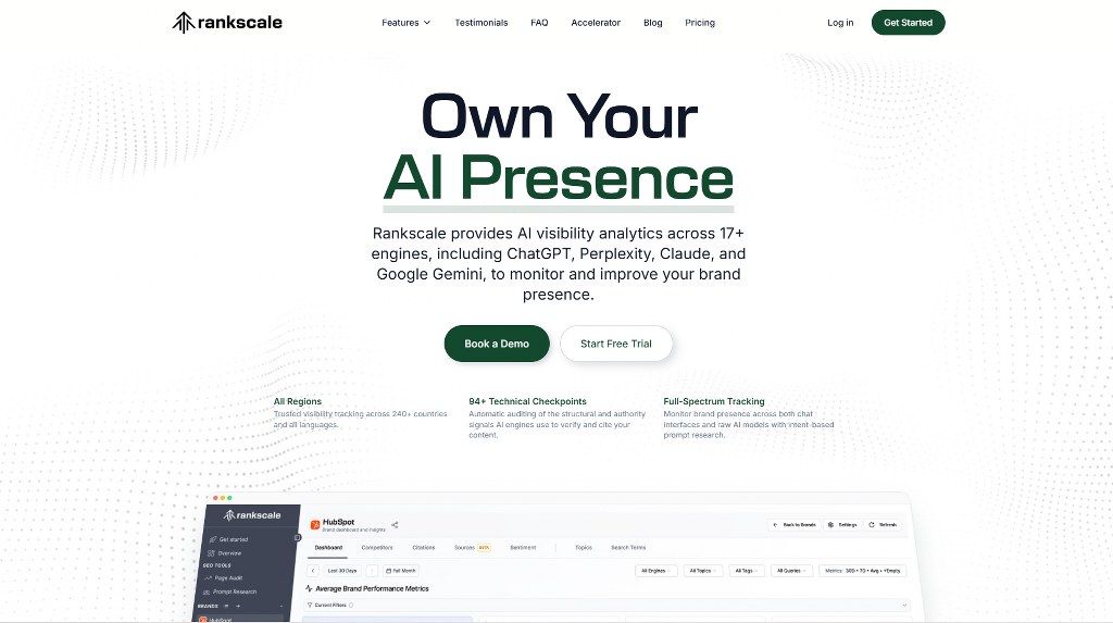 Rankscales AI website homepage.