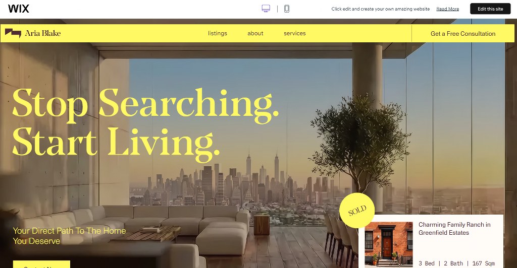 Real Estate Agent website on Wix.
