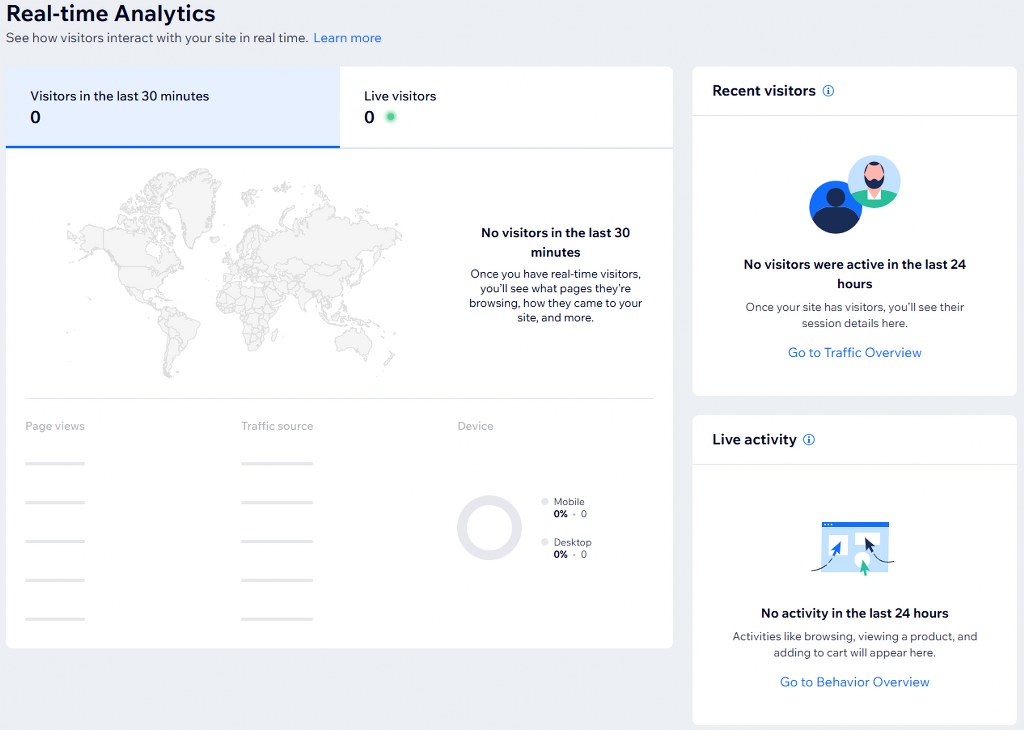 Real-time alerts dashboard on Wix.