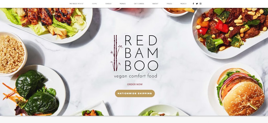 Red Bamboo's website homepage.