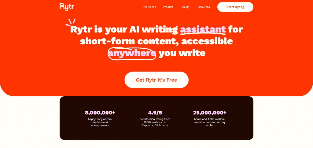 Rytr's website.