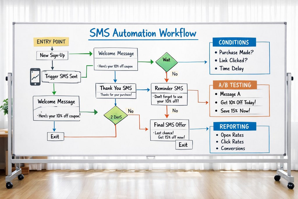 SMS automation workflow.