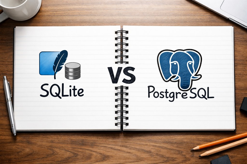 SQLite vs PostgreSQL visualization on a notebook.