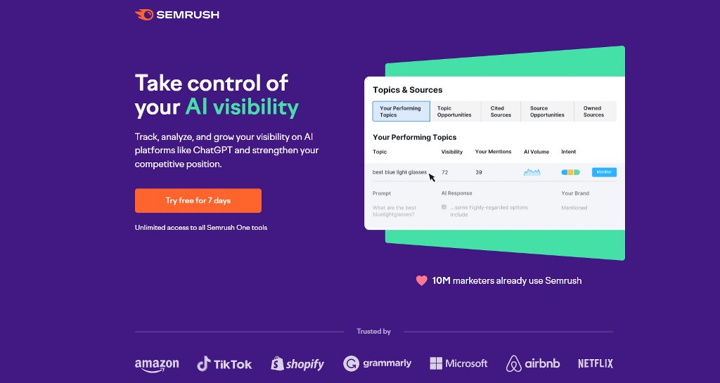 Semrush AI Toolkit website.
