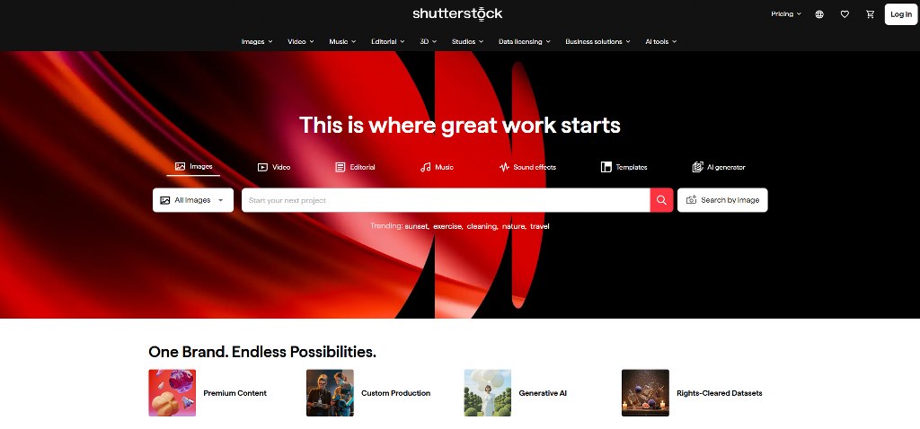 Shutterstock's website.