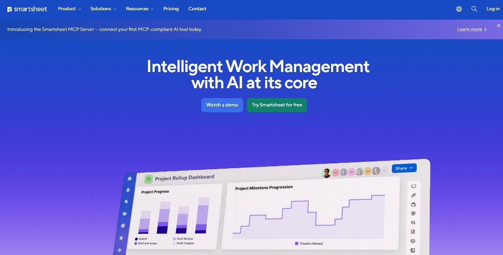 Smartsheet's website homepage.