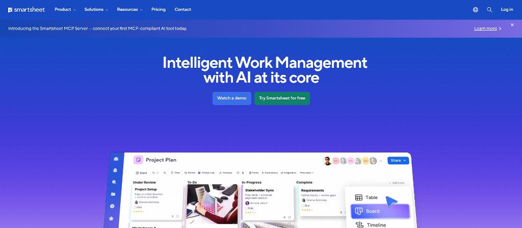 Smartsheet's website.