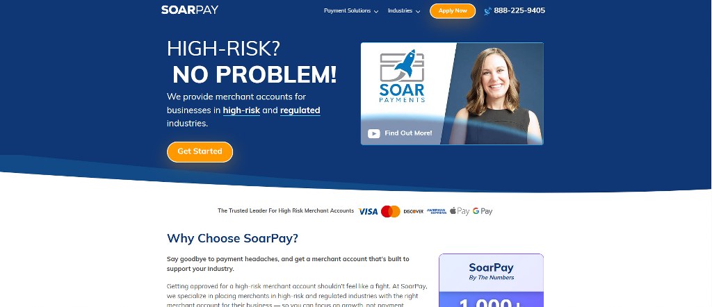 Soar Payments homepage.