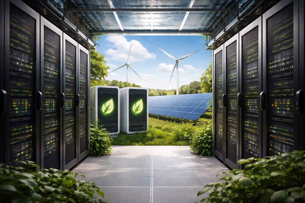 Sustainable energy-powered data center and farm.