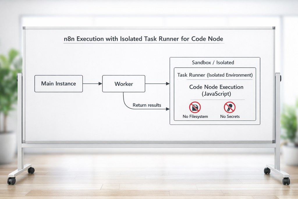 Task runners isolate code node execution to improve security and stability.