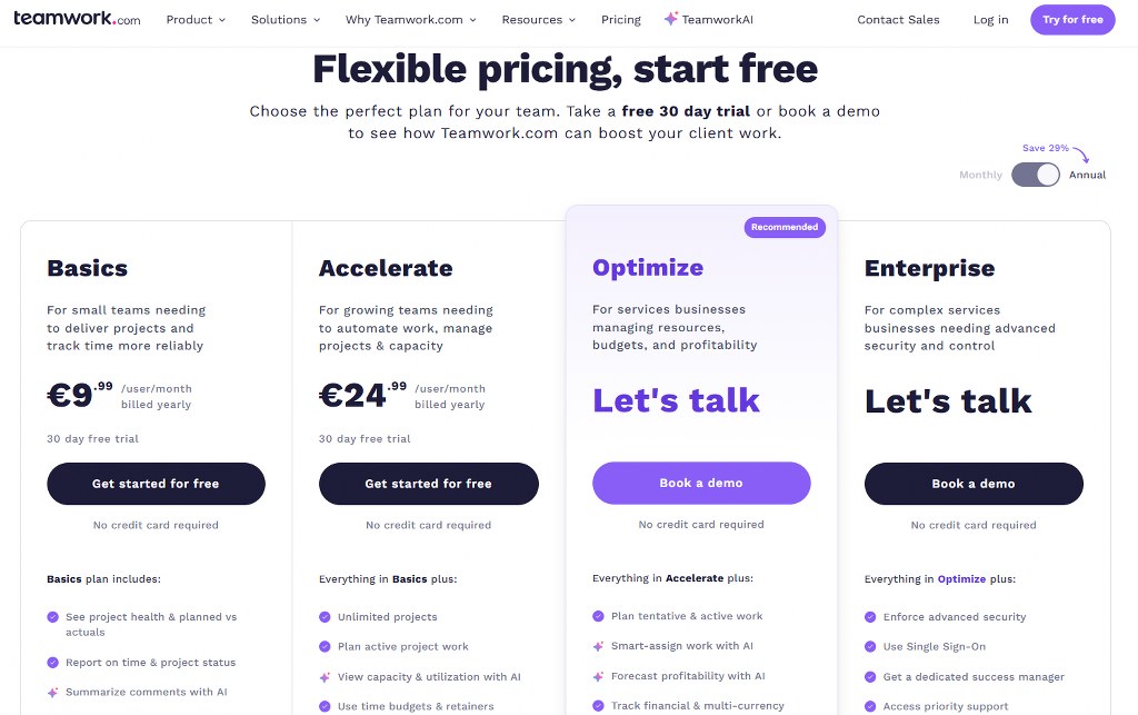 Teamwork pricing.
