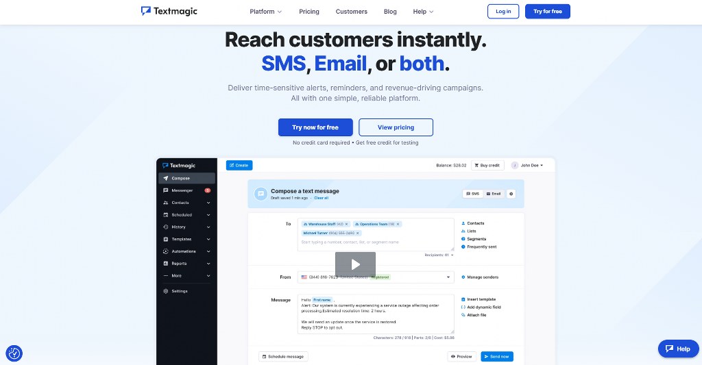 TextMagics website homepage.