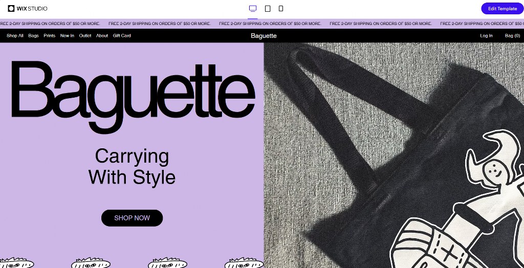 Tote Wix template.