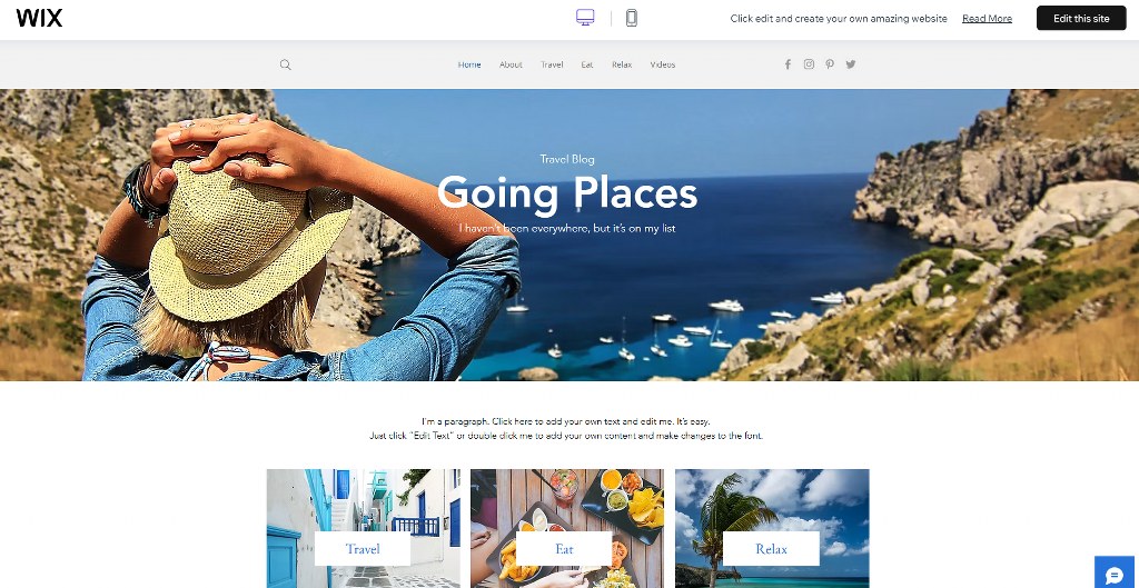 Travel Blog template.