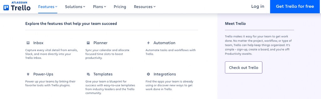 Trello's features.