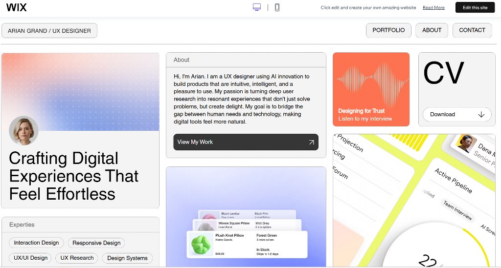 UX Designer (Sleek) template.
