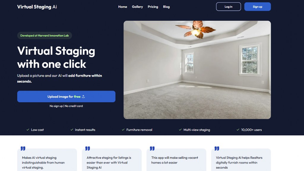Virtual Staging AI website.