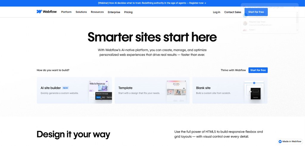Webflows website.