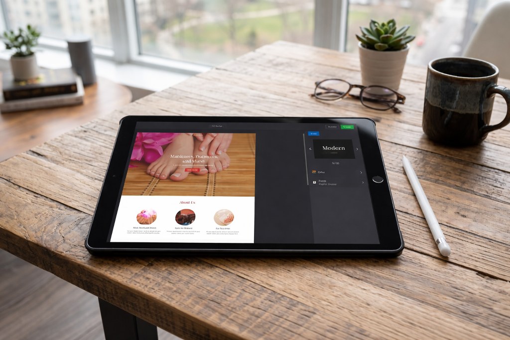 Site acessado por meio de tablet.