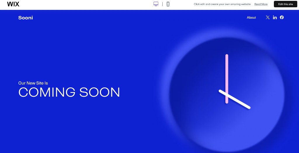 Wix Coming Soon Minimal template.
