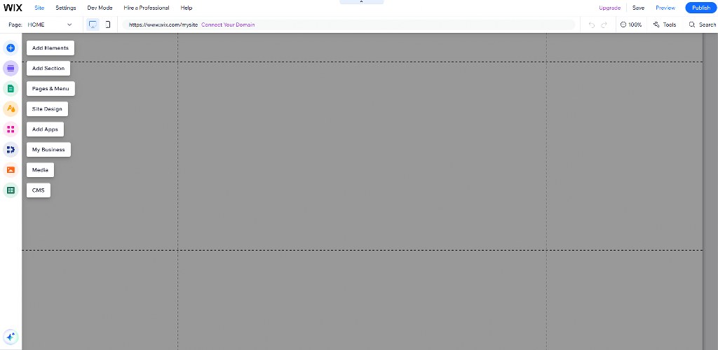 Wix Editor interface.