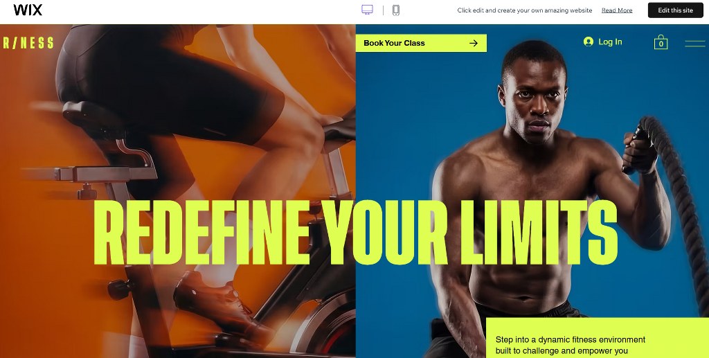 Wix Fitness Studio (Bold) template.