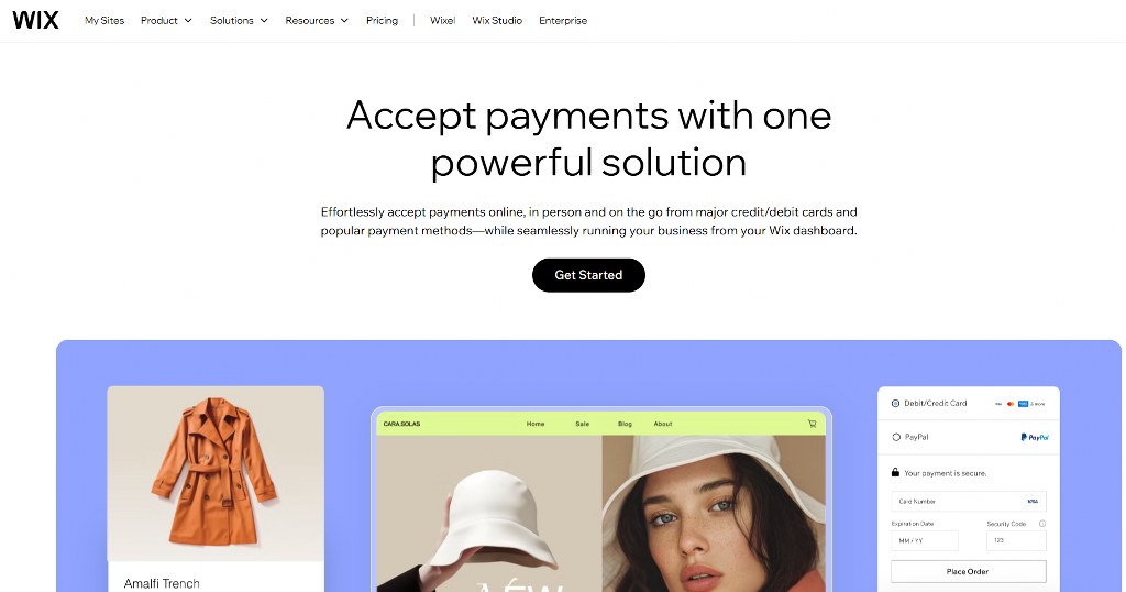 Wix Payments website.