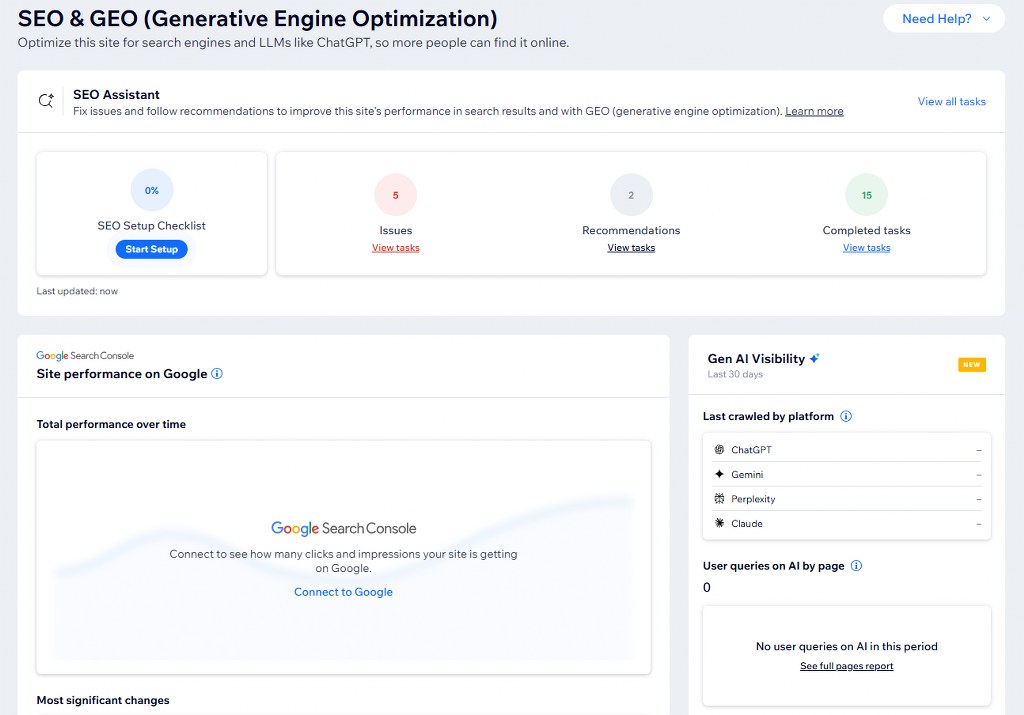 Wix SEO setup.