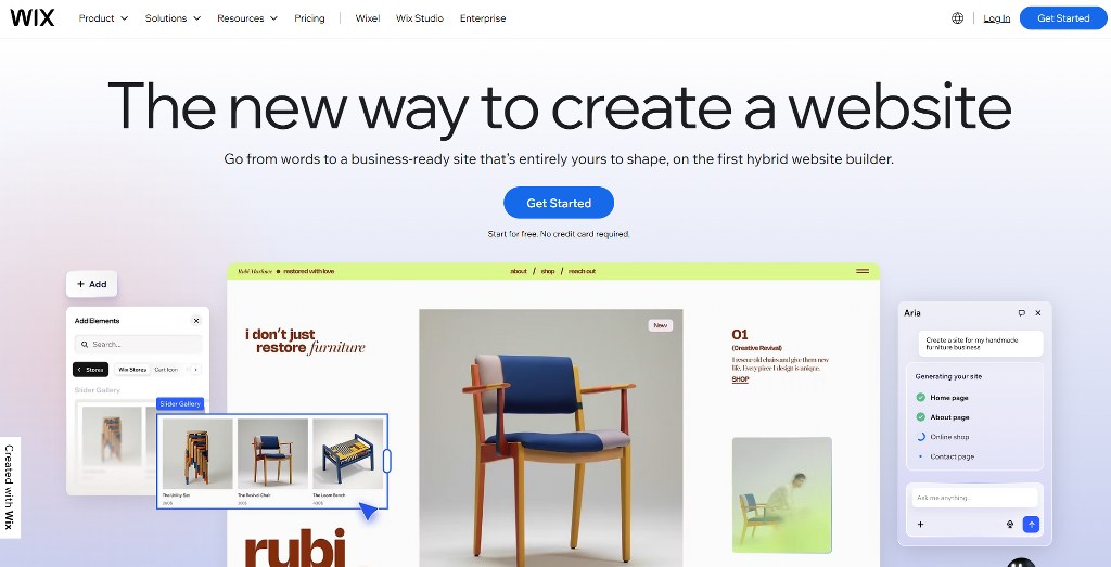 Wix.com homepage.