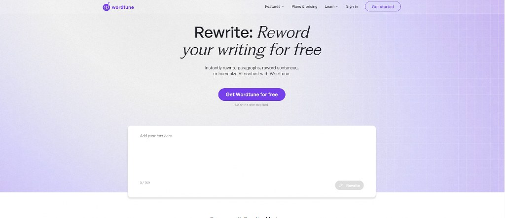 Wordtune's website.