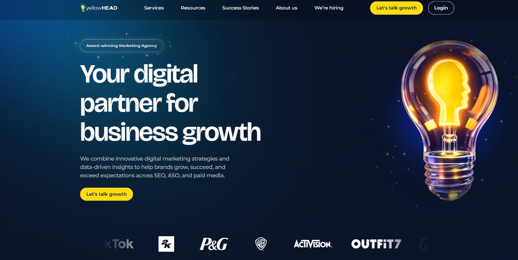 YellowHEAD's website homepage.