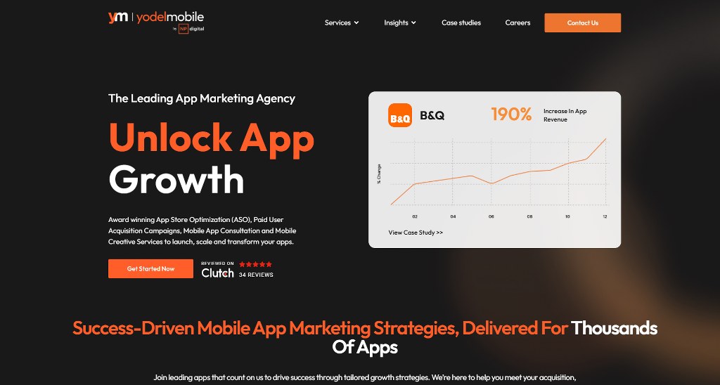 Yodel Mobiles website homepage.