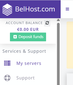 BelHost account registration page