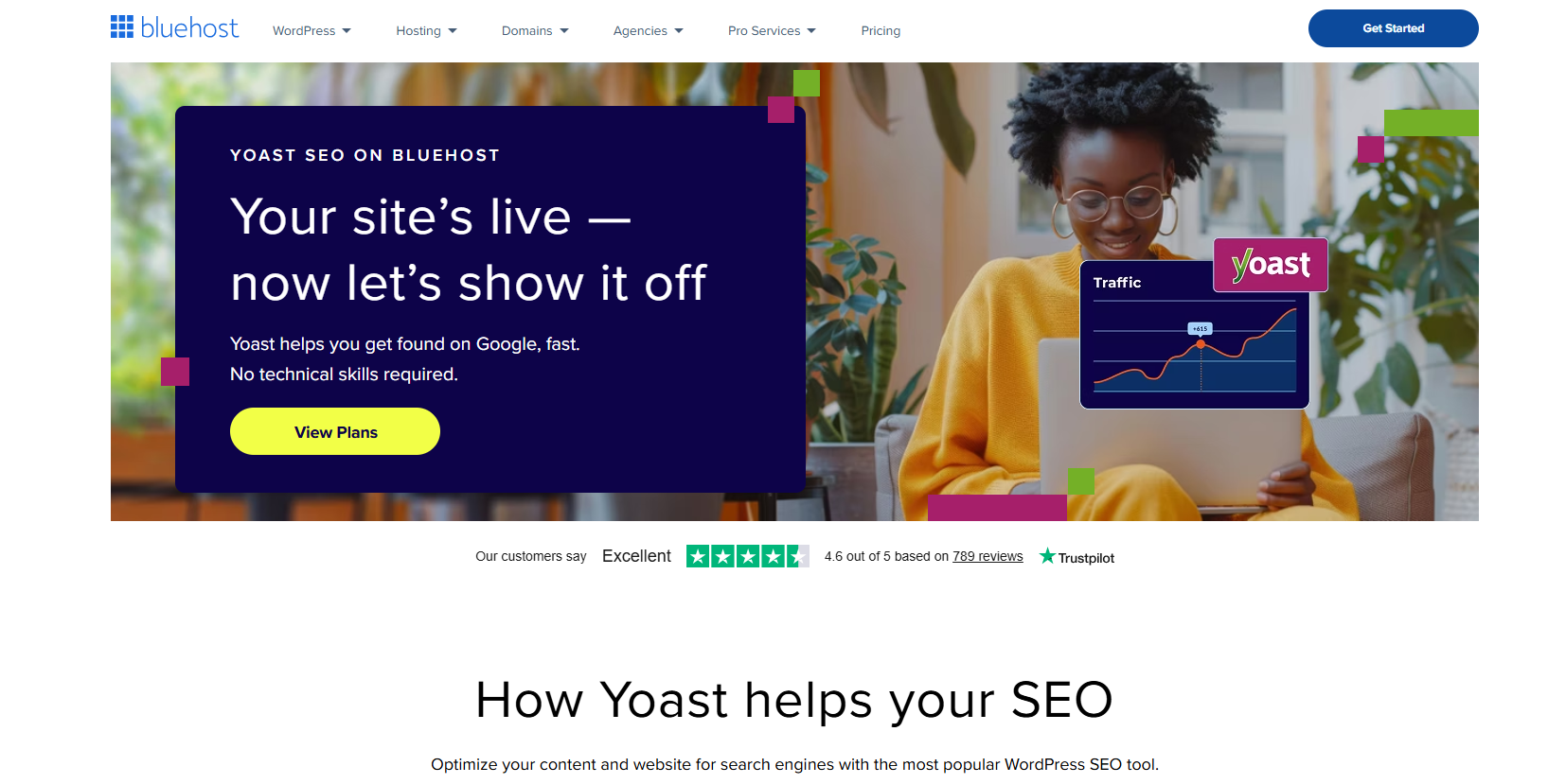 screenshot of Bluehost website 