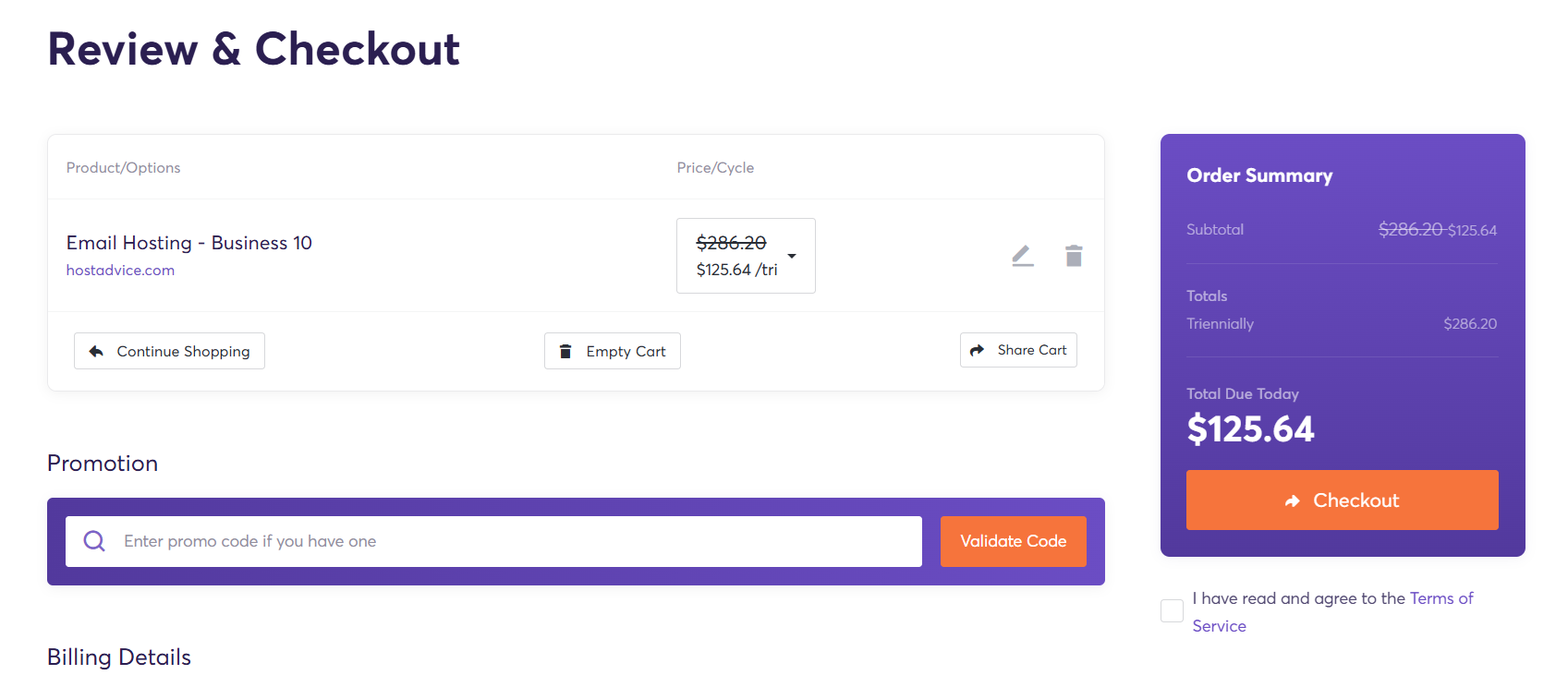 ChemiCloud checkout page with order summary and payment options