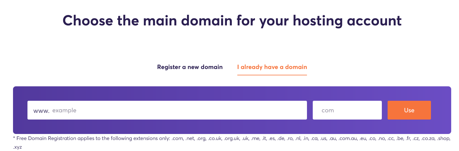 ChemiCloud domain selection step during signup