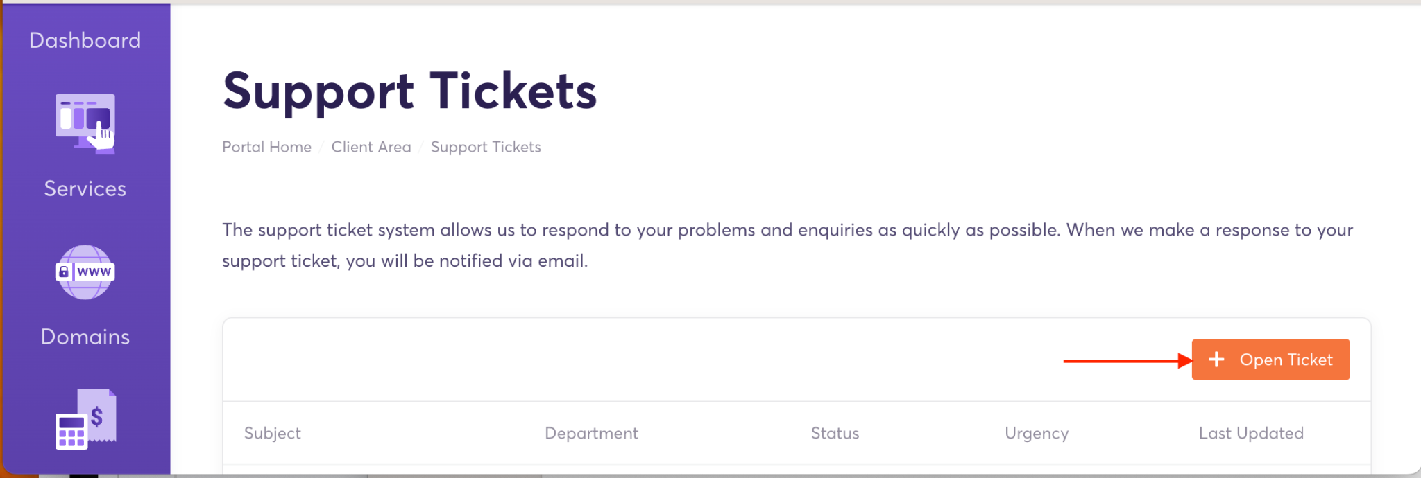 ChemiCloud open new support ticket screen