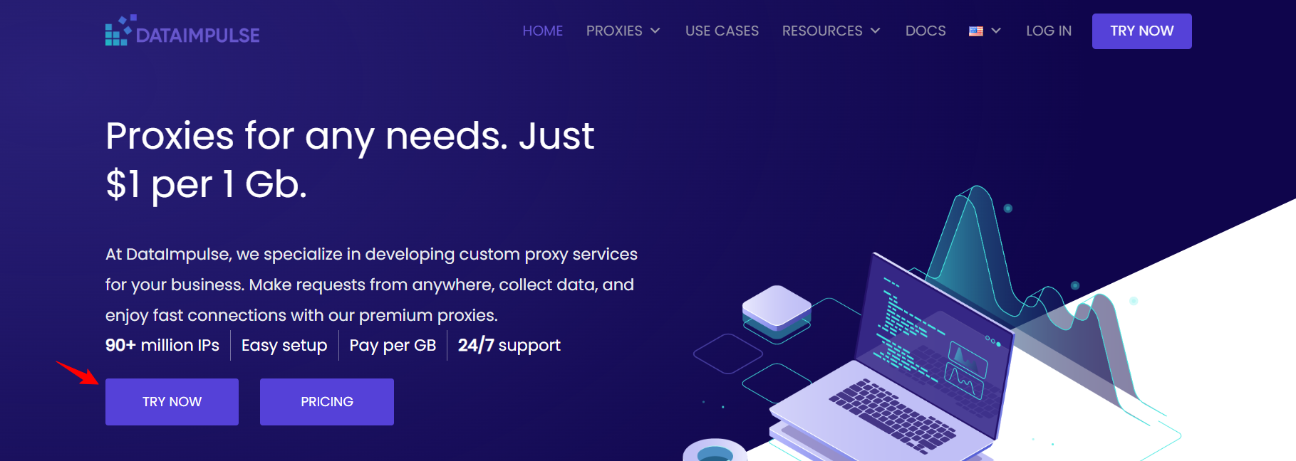screenshot of DataImpulse homepage
