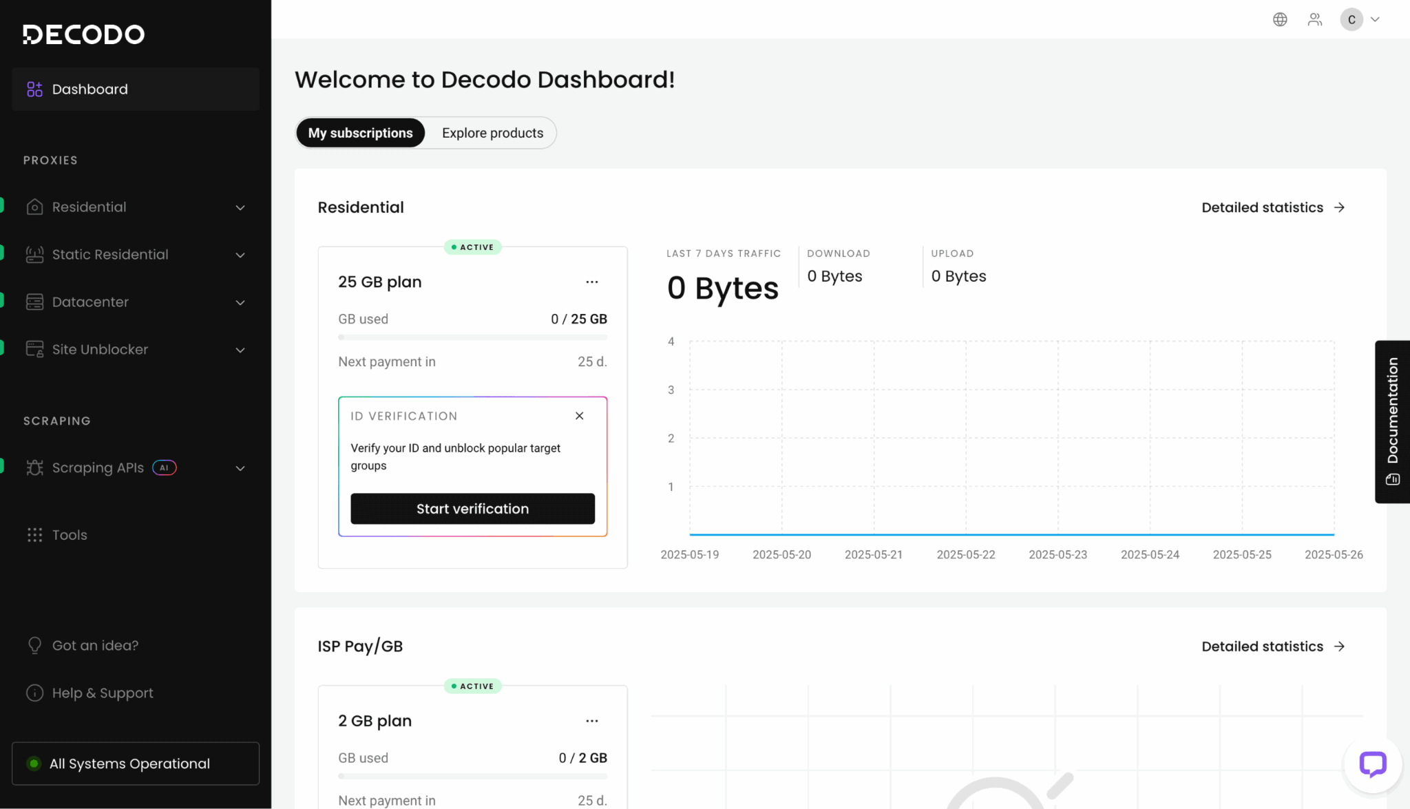 screenshot of Decodo dashboard